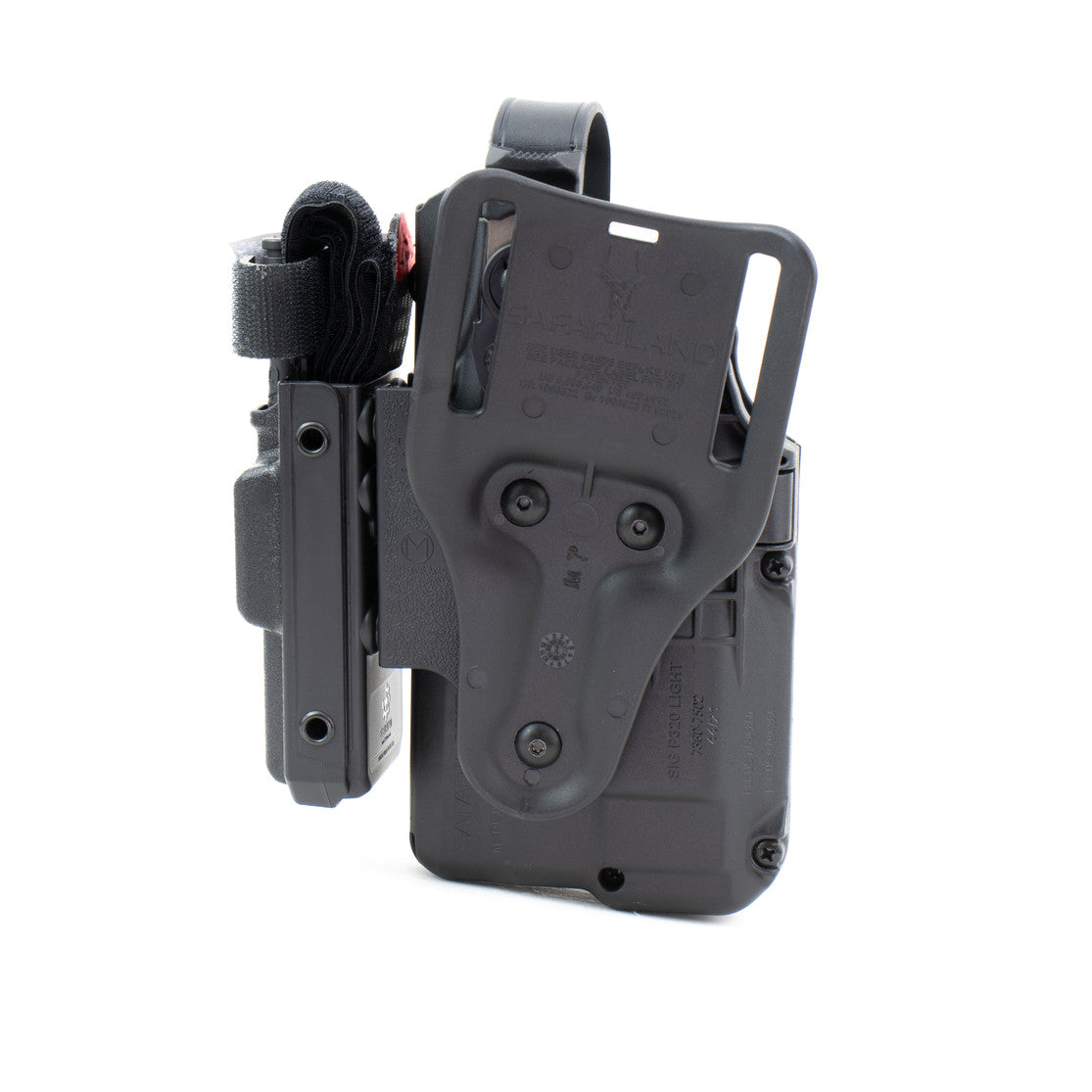 Pistol holster mount for tourniquet carrier. Tourniquet Mounting bracket for Safariland SLS / ALS holsters. Red dot and non-red dot sight models. Red dot and non-red dot sight models. Eleven 10 RIGID TQ Case Holster Mount.