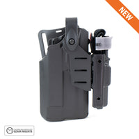 Pistol holster mount for tourniquet carrier.  Tourniquet Mounting bracket for Safariland SLS / ALS holsters.  Red dot and non-red dot sight models.   Red dot and non-red dot sight models. Eleven 10 RIGID TQ Case Holster Mount.