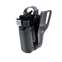 Pistol holster mount for tourniquet carrier.  Tourniquet mounting bracket for Safariland SLS / ALS holsters.  Red dot and non-red dot sight models.   Red dot and non-red dot sight models. Eleven 10 RIGID TQ Case Holster Mount.