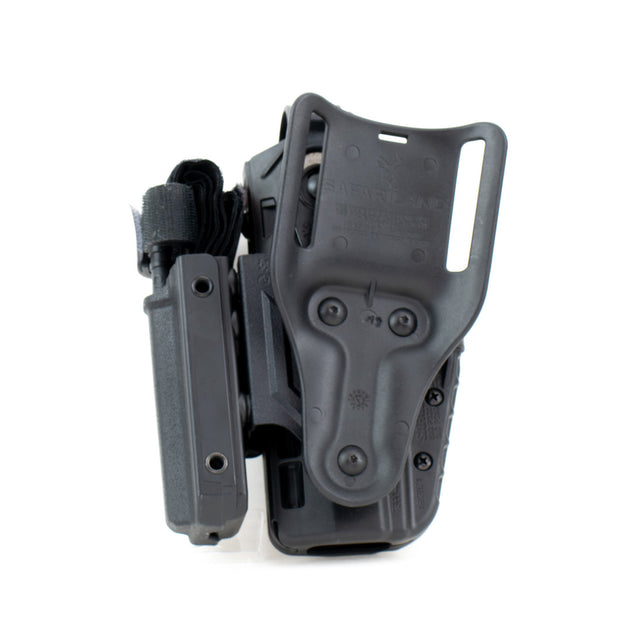 Pistol holster mount for tourniquet carrier.  Tourniquet mounting bracket for Safariland SLS / ALS holsters.  Red dot and non-red dot sight models.   Red dot and non-red dot sight models. Eleven 10 RIGID TQ Case Holster Mount.