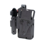 Pistol holster mount for tourniquet carrier.  Tourniquet Mounting bracket for Safariland SLS / ALS holsters.  Red dot and non-red dot sight models.   Red dot and non-red dot sight models. Eleven 10 RIGID TQ Case Holster Mount.