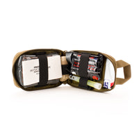 Quick detach releasable medical kit. Quick release IFAK. Molle and belt mounted med kit. Duty grade med kit for Law enforcement, SWAT, and Military.