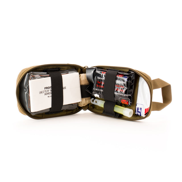 Quick detach releasable medical kit. Quick release IFAK. Molle and belt mounted med kit. Duty grade med kit for Law enforcement, SWAT, and Military.